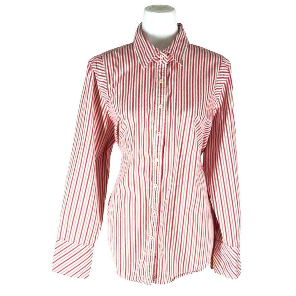 Tommy Hifiger Shirt Womens Size 18 Striped‎ Button Up Seersucker Long Sleeve